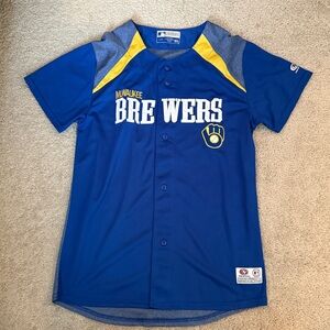 Majestic Brewers Blue and Yellow Jersey